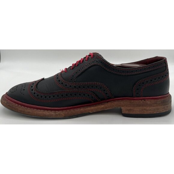 Allen Edmonds Ridgeway Black Red Leather Wingtip Oxford Dress Shoes Mens Size 9D - Picture 7 of 13